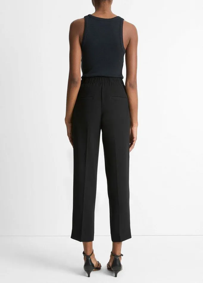Pants and Shorts Women Vince Crepe Tapered PullOn Pant Black Pants and Shorts Women Vince Crepe Tapered PullOn Pant Black
