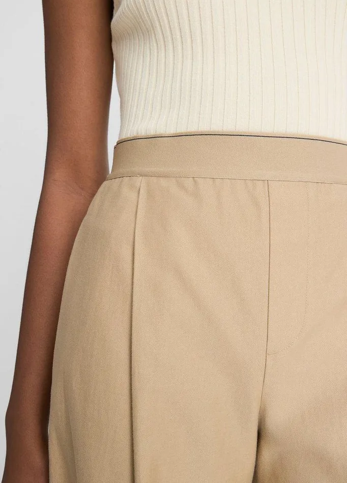 Pants and Shorts Women Vince ElasticWaistband CottonWool WideLeg Pant Dune Stone Pants and Shorts Women Vince ElasticWaistband CottonWool WideLeg Pant Dune Stone