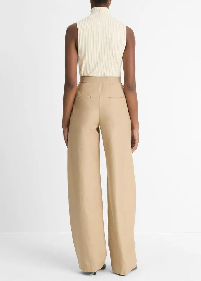 Pants and Shorts Women Vince ElasticWaistband CottonWool WideLeg Pant Dune Stone Pants and Shorts Women Vince ElasticWaistband CottonWool WideLeg Pant Dune Stone