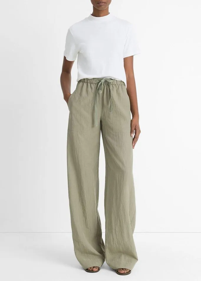 Pants and Shorts Women Vince MidRise Utility Drawstring Pant Smoky Moss