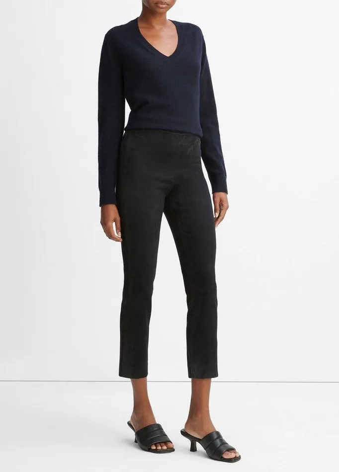 Pants and Shorts Women Vince Stretch Suede Split Hem Crop Legging Coastal Blue Pants and Shorts Women Vince Stretch Suede Split Hem Crop Legging Coastal Blue