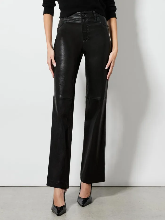 Pants Women Alice Olivia AMAZING LEATHER HIGH RISE PANT Black