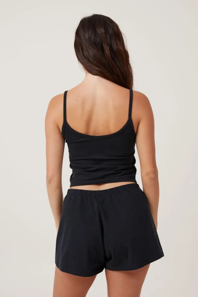 Peached Jersey Henley Cami Black Women Cotton On Tops