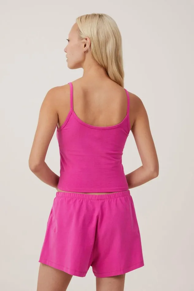 Peached Jersey Henley Cami Raspberry Mauve Women Cotton On Tops