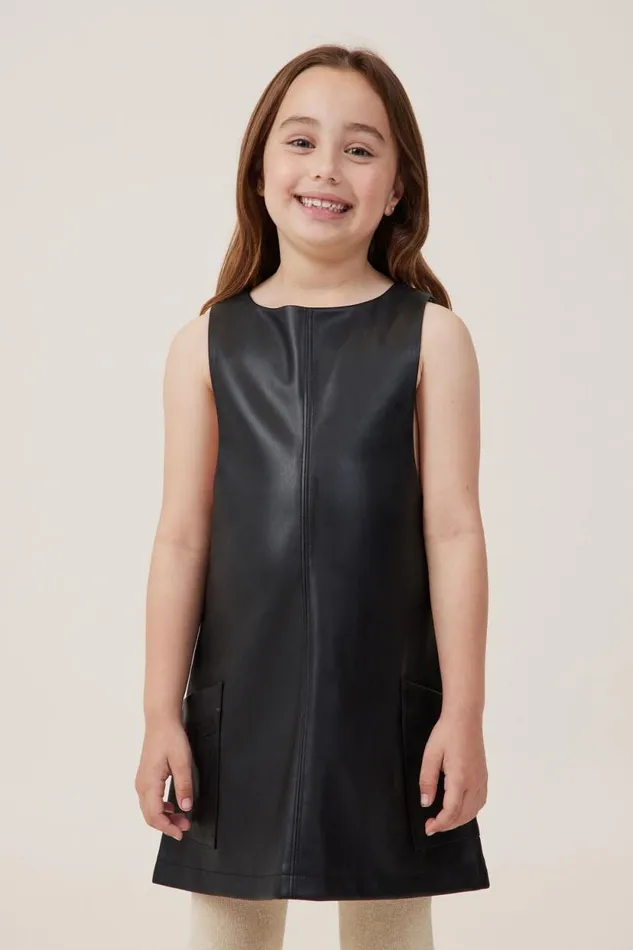 Penny Vegan Leather Pinafore Black Girls Cotton On Dresses