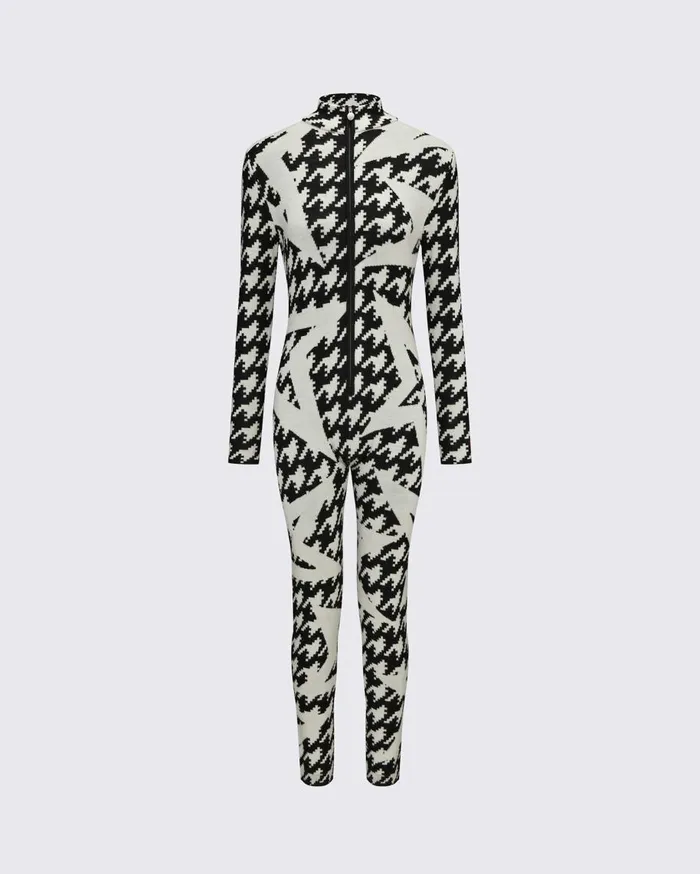 Perfect Moment Jumpsuits Houndstooth Star Merino Wool Jumpsuit Black and White 8211 Houndstooth Starlight 8211 Women Perfect Moment Jumpsuits Houndstooth Star Merino Wool Jumpsuit Black and White 8211 Houndstooth Starlight 8211 Women