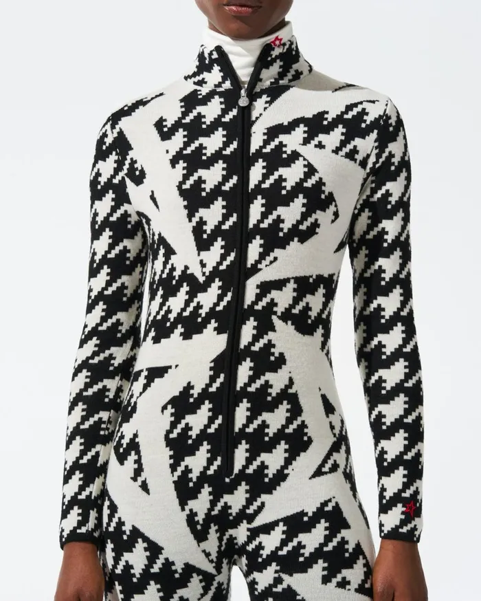 Perfect Moment Jumpsuits Houndstooth Star Merino Wool Jumpsuit Black and White 8211 Houndstooth Starlight 8211 Women
