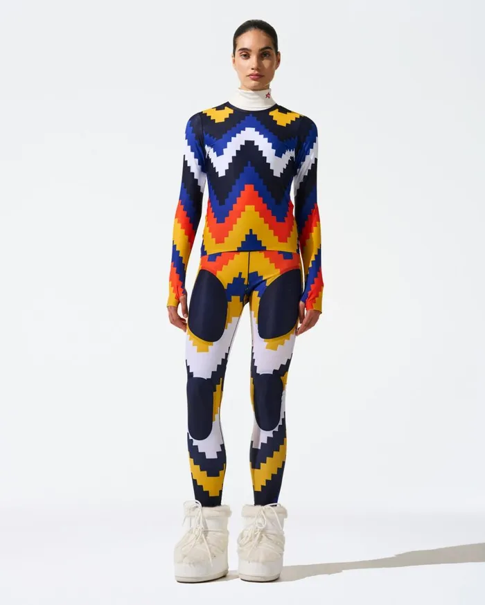 Perfect Moment Tops Chevron Compression Base Layer Top Canary Yellow Chevron Print 8211 Women