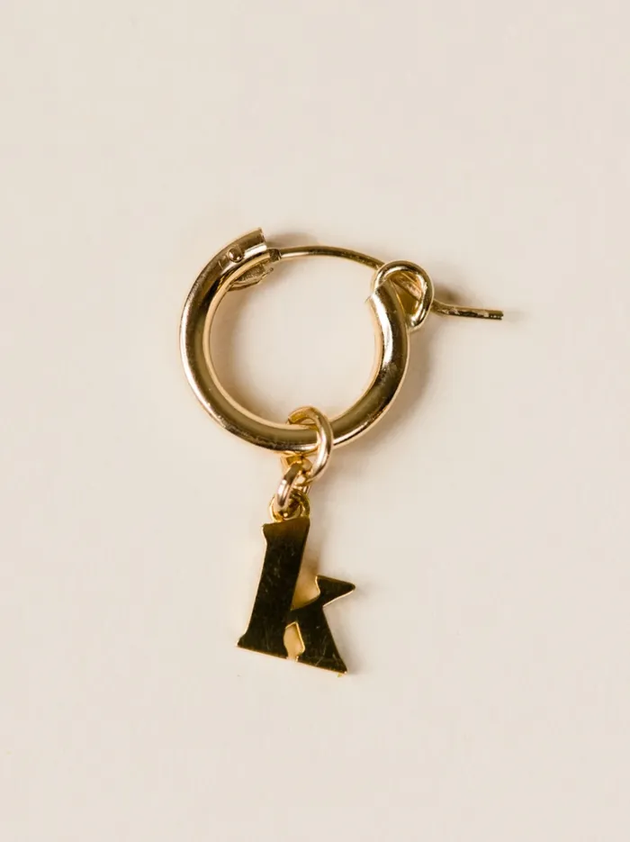 Personalized Jewelry Able Women Initial Charm Huggie Hoop 14k Goldfilled