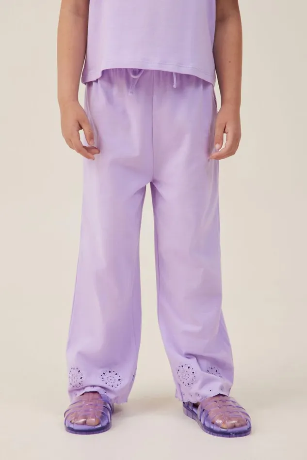 Piper Broderie Pant Lilac Drop Girls Cotton On Leggings Pants and Jeans
