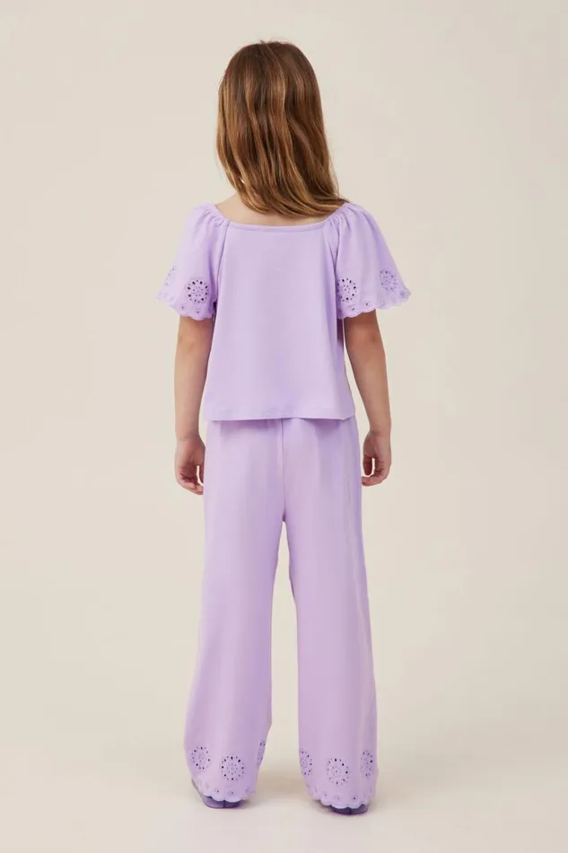 Piper Broderie Pant Lilac Drop Girls Cotton On Leggings Pants and Jeans