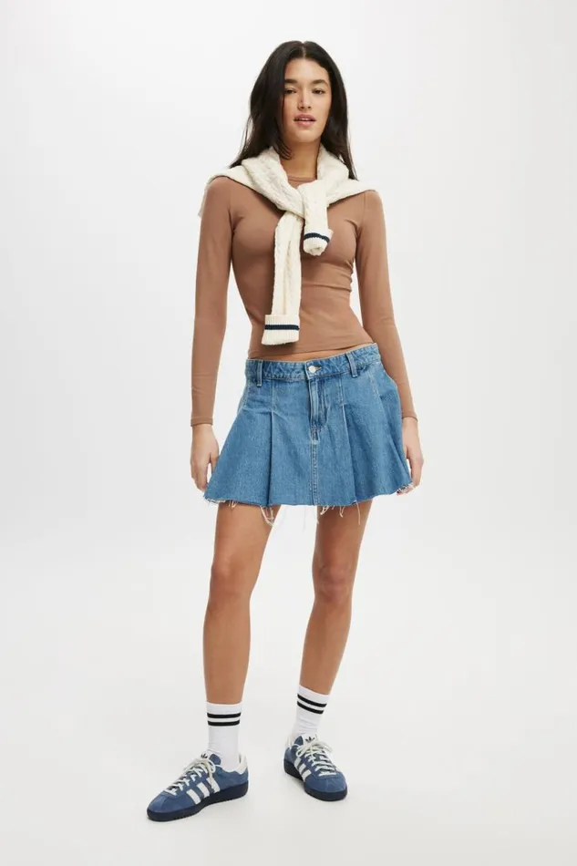 Pleated Denim Mini Skirt Blue Haze Women Cotton On Skirts Pleated Denim Mini Skirt Blue Haze Women Cotton On Skirts