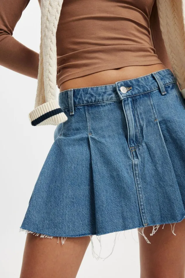 Pleated Denim Mini Skirt Blue Haze Women Cotton On Skirts Pleated Denim Mini Skirt Blue Haze Women Cotton On Skirts