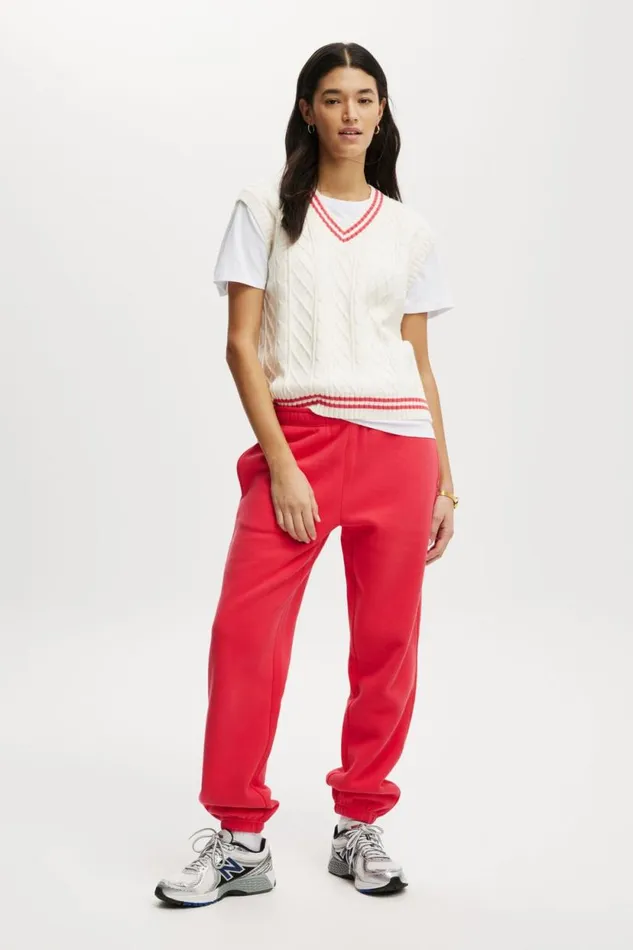 Plush Essential Gym Sweatpant Frenchie Red Women Cotton On Pants