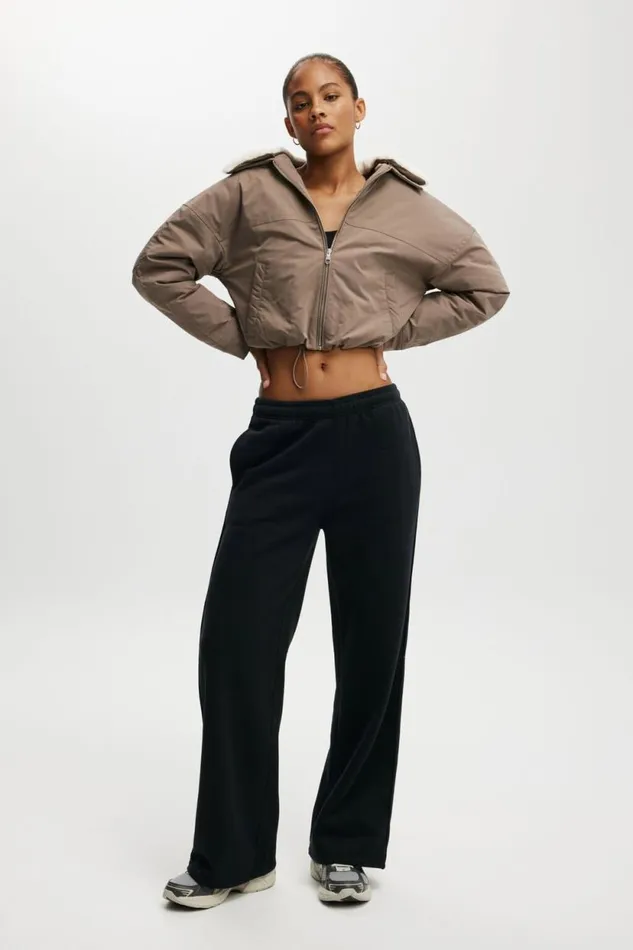 Plush Essential Straight Leg Sweatpant Black Women Cotton On Pants