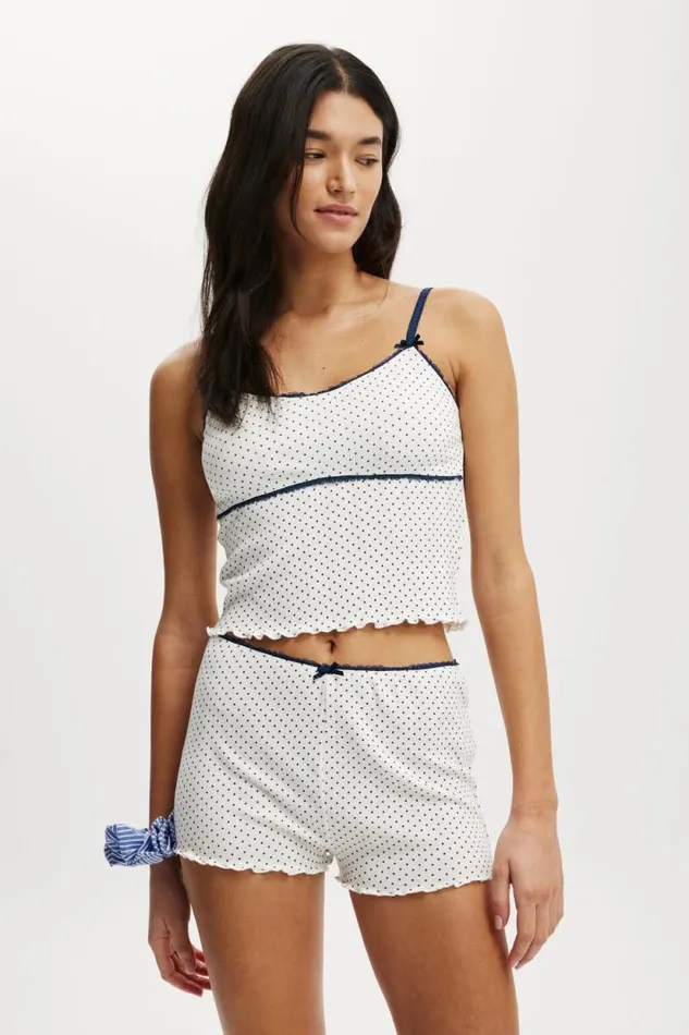 Pointelle Picot Sleep Short Polka Dot White Women Cotton On Shorts