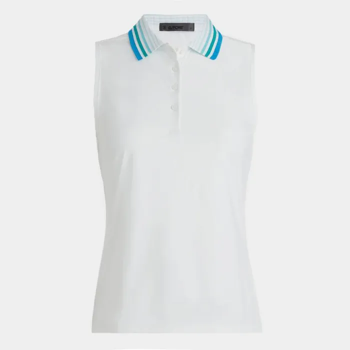 Polos and Shirts Women GFORE PLEATED COLLAR SILKY TECH NYLON SLEEVELESS POLO Snow Polos and Shirts Women GFORE PLEATED COLLAR SILKY TECH NYLON SLEEVELESS POLO Snow