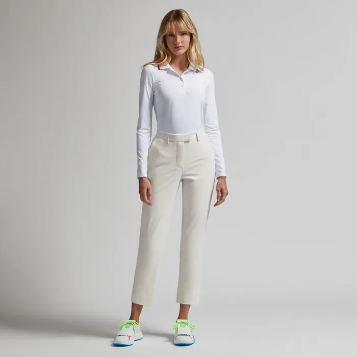 Polos and Shirts Women GFORE PLEATED CONTRAST COLLAR SILKY TECH NYLON LONG SLEEVE POLO Snow Polos and Shirts Women GFORE PLEATED CONTRAST COLLAR SILKY TECH NYLON LONG SLEEVE POLO Snow
