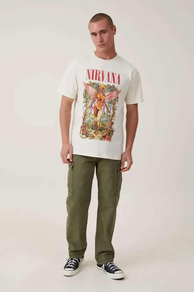 Premium Loose Fit Music TShirt Lcn Mt Creampuffnirvana 8211 Floral In Utero Men Cotton On Tees and Tanks Premium Loose Fit Music TShirt Lcn Mt Creampuffnirvana 8211 Floral In Utero Men Cotton On Tees and Tanks