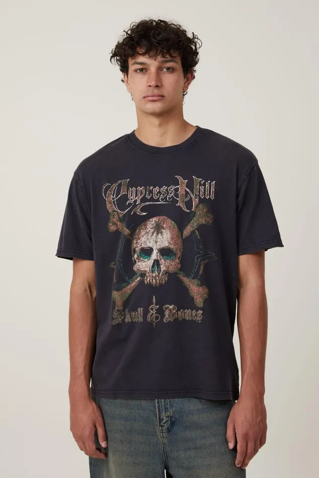 Premium Loose Fit Music TShirt Lcn Pro Blackcypress Hill 8211 Skull Bones Men Cotton On Tees and Tanks Premium Loose Fit Music TShirt Lcn Pro Blackcypress Hill 8211 Skull Bones Men Cotton On Tees and Tanks