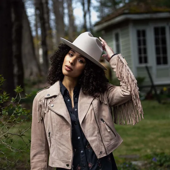 Premium Suede Moto Jacket Tan Women Stetson Jackets
