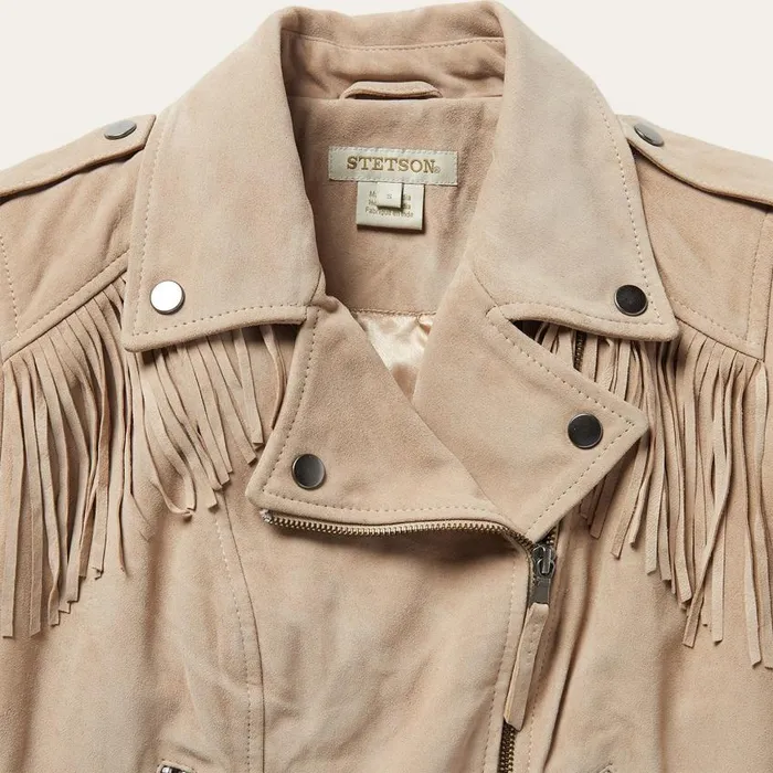 Premium Suede Moto Jacket Tan Women Stetson Jackets