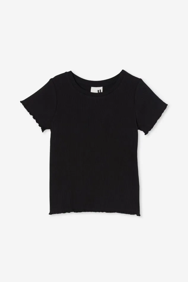 Raya Rib Baby Tee Black Rib Girls Cotton On Tops and TShirts