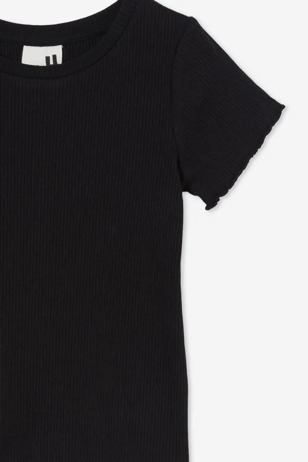 Raya Rib Baby Tee Black Rib Girls Cotton On Tops and TShirts Raya Rib Baby Tee Black Rib Girls Cotton On Tops and TShirts