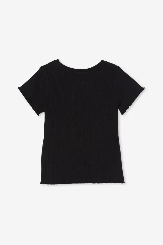 Raya Rib Baby Tee Black Rib Girls Cotton On Tops and TShirts Raya Rib Baby Tee Black Rib Girls Cotton On Tops and TShirts