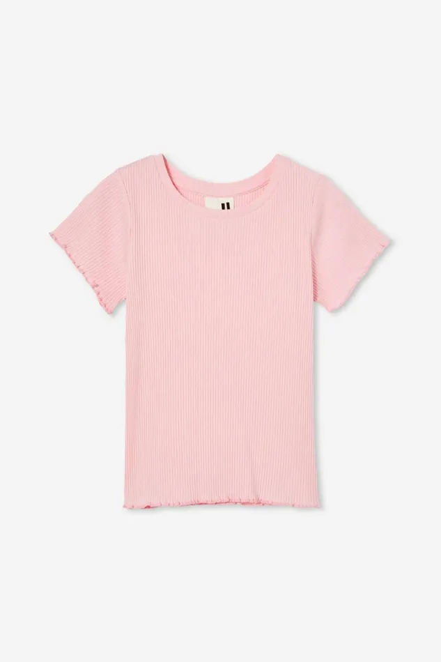 Raya Rib Baby Tee Blush Pink Rib Girls Cotton On Tops and TShirts