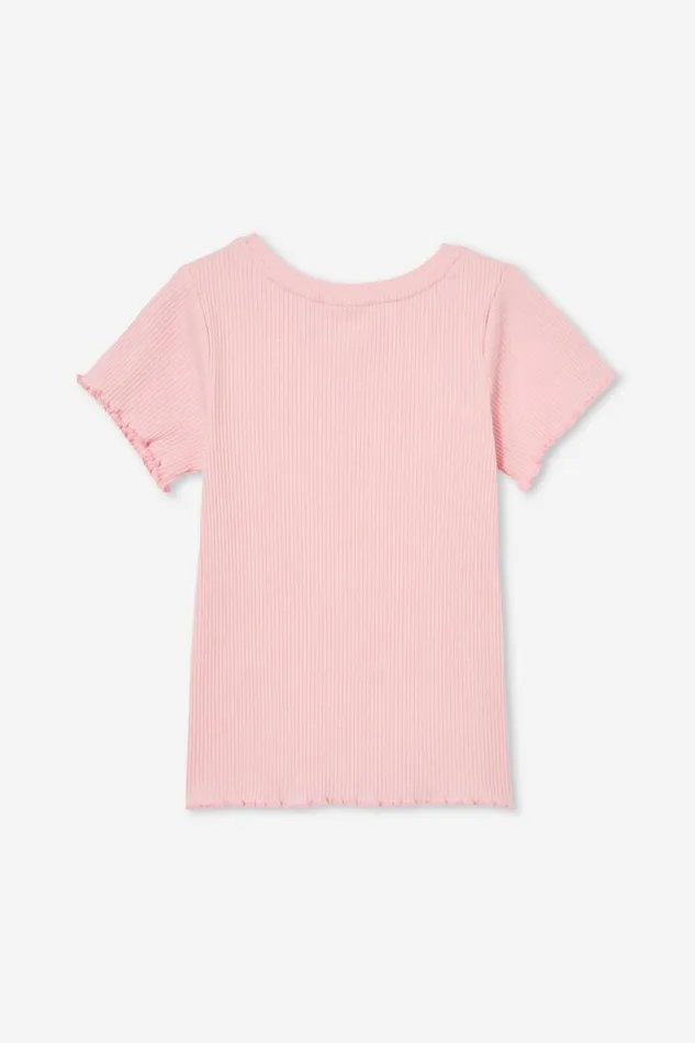 Raya Rib Baby Tee Blush Pink Rib Girls Cotton On Tops and TShirts Raya Rib Baby Tee Blush Pink Rib Girls Cotton On Tops and TShirts