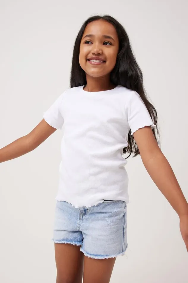 Raya Rib Baby Tee White Girls Cotton On Tops and TShirts