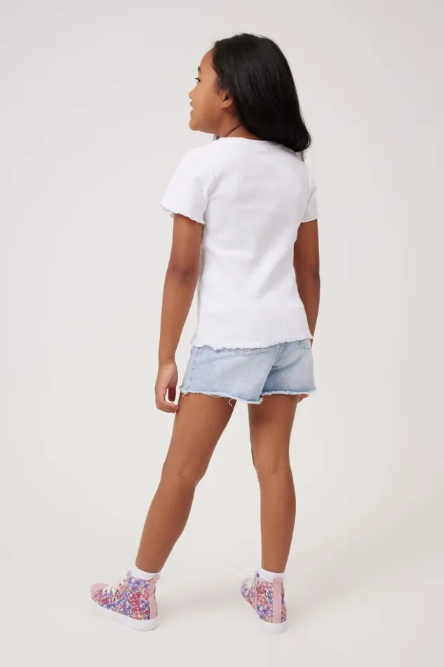 Raya Rib Baby Tee White Girls Cotton On Tops and TShirts Raya Rib Baby Tee White Girls Cotton On Tops and TShirts