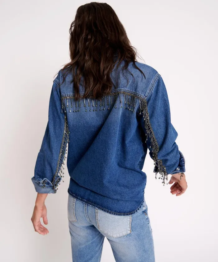 RAZZLE DAZZLE WESTERN SHIRT Women One Teaspoon Denim Shirts RAZZLE DAZZLE WESTERN SHIRT Women One Teaspoon Denim Shirts