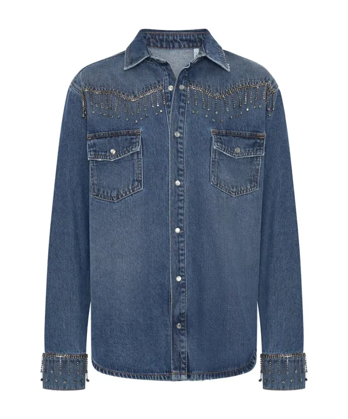 RAZZLE DAZZLE WESTERN SHIRT Women One Teaspoon Denim Shirts RAZZLE DAZZLE WESTERN SHIRT Women One Teaspoon Denim Shirts