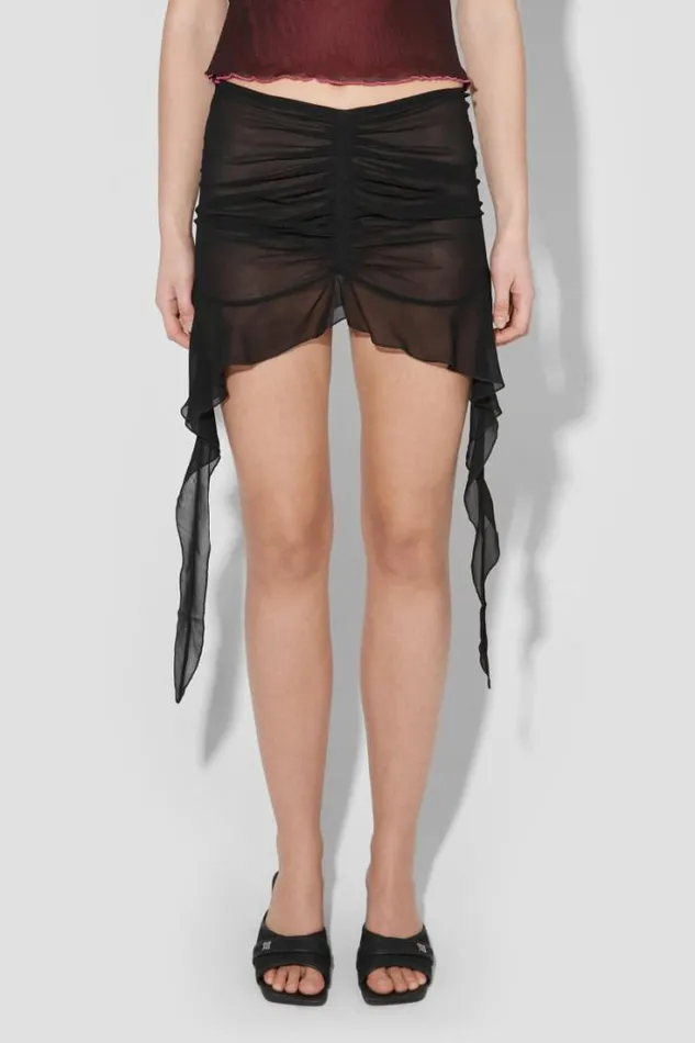 Recycled Viscose Chiffon Mini Skirt Black Women MISBHV Skirts