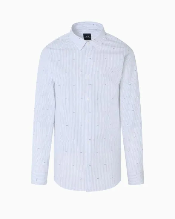 Regular Fit Cotton Jacquard Shirt White Men Armani Shirts