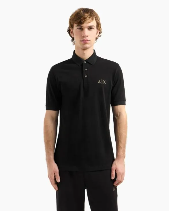 Regular Fit Cotton Pique Polo With Logo Black Men Armani Polo Shirts Regular Fit Cotton Pique Polo With Logo Black Men Armani Polo Shirts