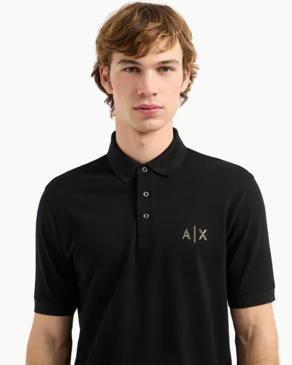 Regular Fit Cotton Pique Polo With Logo Black Men Armani Polo Shirts Regular Fit Cotton Pique Polo With Logo Black Men Armani Polo Shirts