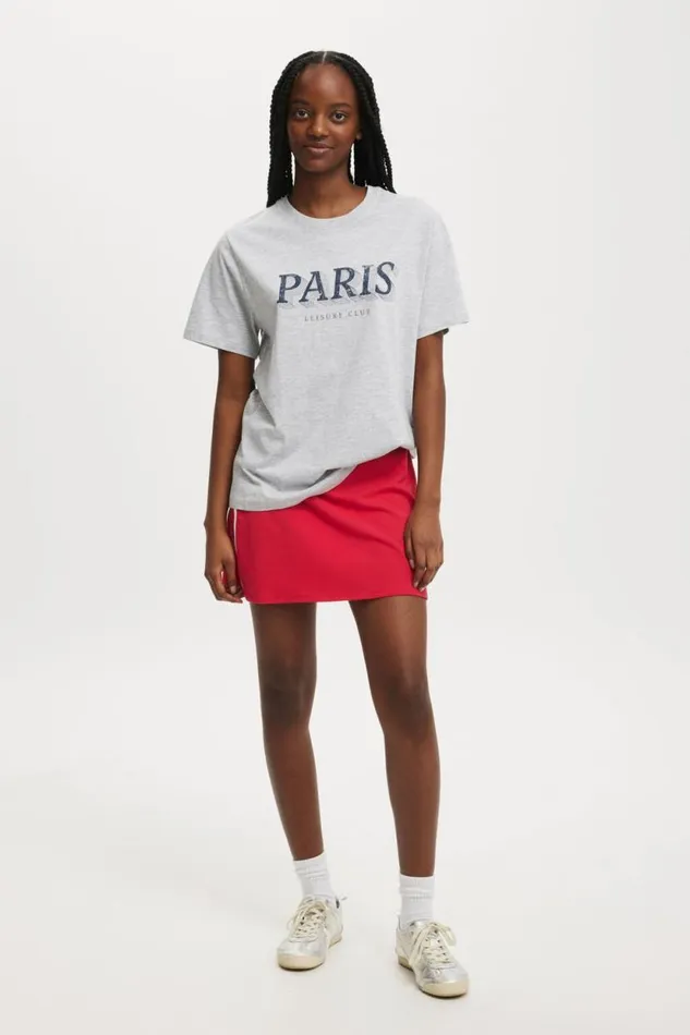 Regular Fit Graphic Tee Paris 2004 Light Grey Marle Women Cotton On Tops Regular Fit Graphic Tee Paris 2004 Light Grey Marle Women Cotton On Tops