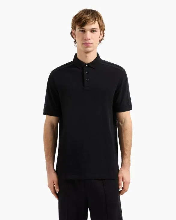 Regular Fit Piquet Polo With Shoulder Bands Black Men Armani Polo Shirts Regular Fit Piquet Polo With Shoulder Bands Black Men Armani Polo Shirts