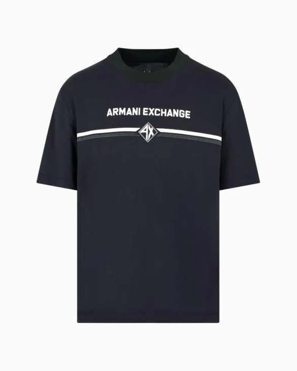 Regular Fit Tshirt With Logo Print Navyblue Men Armani TShirts