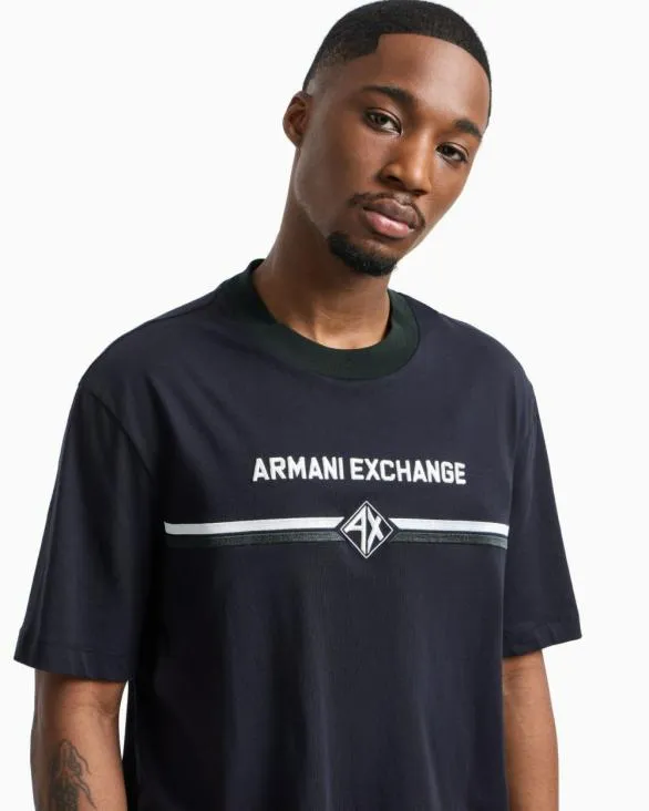 Regular Fit Tshirt With Logo Print Navyblue Men Armani TShirts Regular Fit Tshirt With Logo Print Navyblue Men Armani TShirts