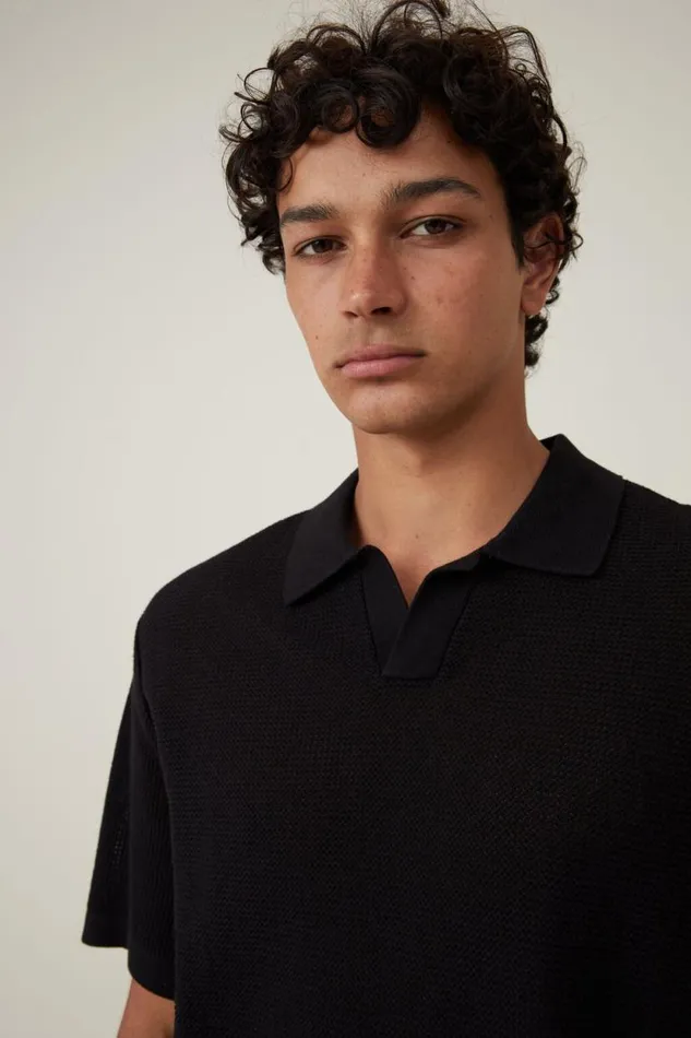 Resort Short Sleeve Polo Jet Black Men Cotton On Tees and Tanks Resort Short Sleeve Polo Jet Black Men Cotton On Tees and Tanks