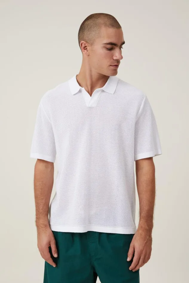 Resort Short Sleeve Polo Snow White Men Cotton On Tees and Tanks