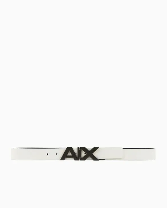 Reversible Leather Belt With Satin Metal Logo Buckle White Men Armani Belts Reversible Leather Belt With Satin Metal Logo Buckle White Men Armani Belts