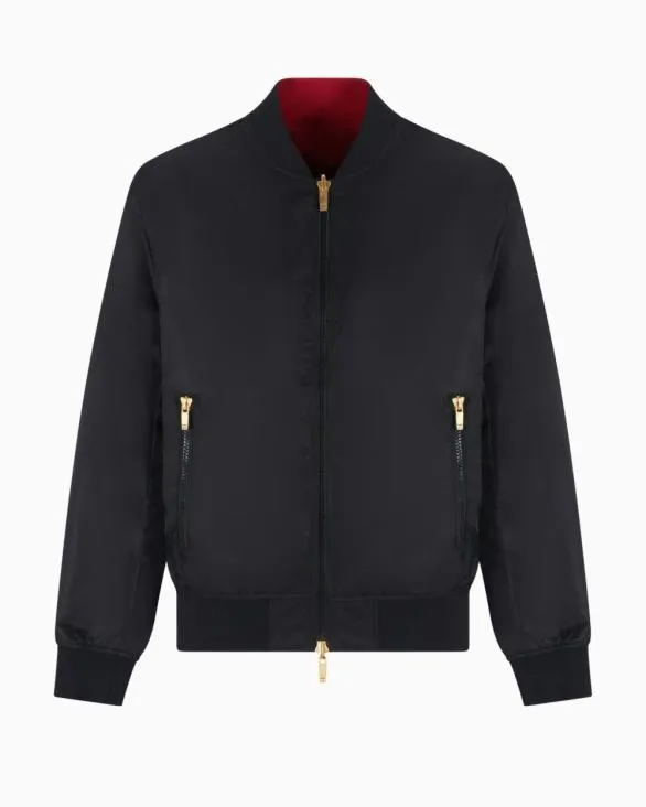 Reversible Satin Bomber Black Men Armani Outerwear