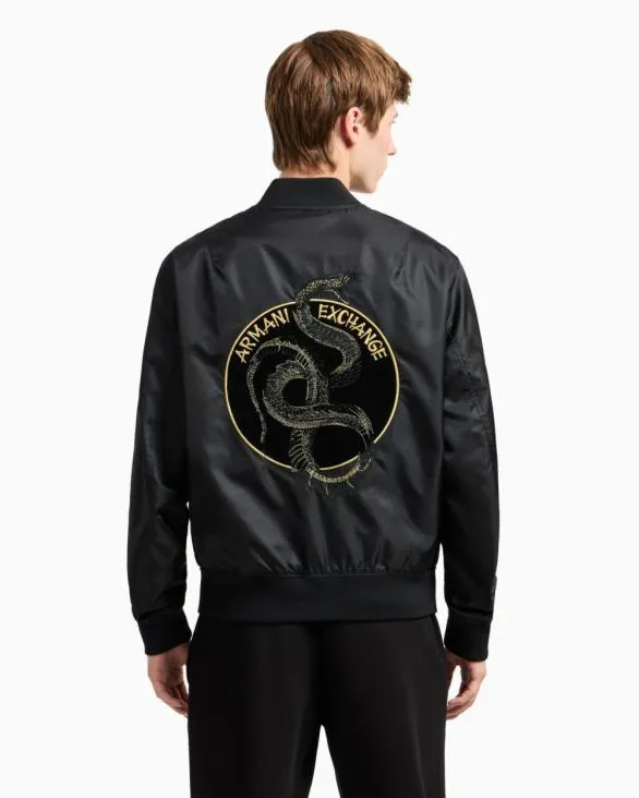 Reversible Satin Bomber Black Men Armani Outerwear Reversible Satin Bomber Black Men Armani Outerwear