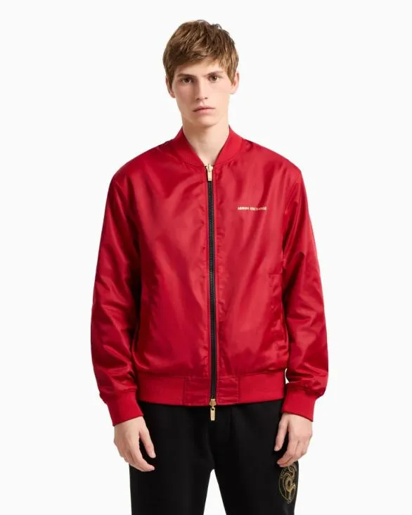 Reversible Satin Bomber Black Men Armani Outerwear Reversible Satin Bomber Black Men Armani Outerwear