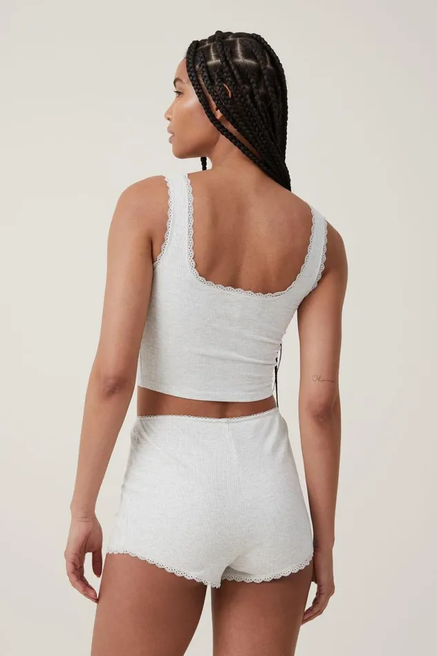 Rib Lace Short Light Grey Marle Women Cotton On Shorts Rib Lace Short Light Grey Marle Women Cotton On Shorts